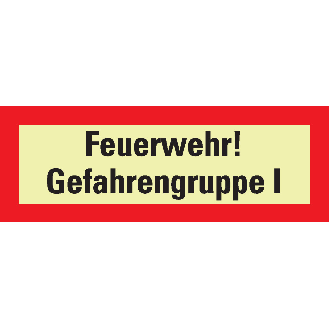 PERMALIGHT power langnachleuchtend Feuerwehrschild Feuerwehr! Gefahrengruppe I, Folie, 210x74mm-Beschreibung lesen