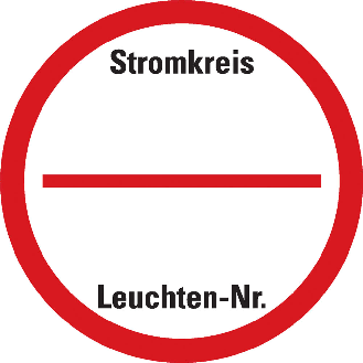 Stromkreisbez.schild zum Beschriften,2 Felder vorbedr.,PVC Folie,Ø39mm,30/Heft-Beschreibung lesen