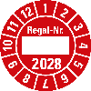 Prüfplakette Regal Nr.,2028, Beschriftungsfeld,rot,Folie,Ø 30mm,10/Bogen