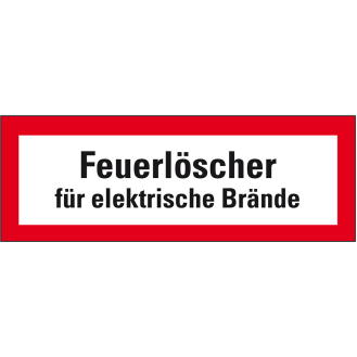 Feuerwehrschild Feuerlöscher für elektrische Brände, Folie, selbstklebend, 210x74mm, DIN 4066-Beschreibung lesen