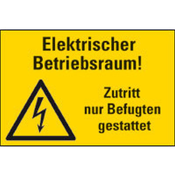 Warnschild Elektrischer Betriebsraum! Zutritt ..., Kunststoff, 200x300mm Warnschild Elektrischer Betriebsraum! Zutritt ..., Kunststoff, 200x300mm-Beschreibung lesen