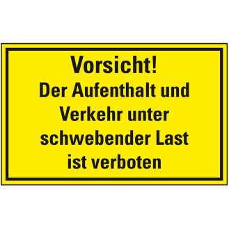 Hinweisschild Vorsicht! Aufenthalt und Verkehr unter..., 300x200mm, Aluminium-Beschreibung lesen