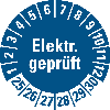 Prüfplakette Elektr.geprüft, 25-30, blau, Folie, selbstklebend,Ø 30mm,500/Rolle