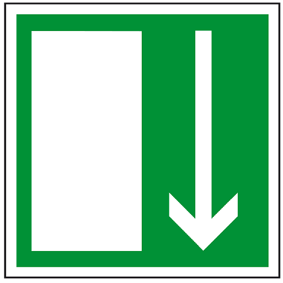 Rettungszeichen Notausgang, praxisnah, Folie, selbstklebend, 200x200mm, BGV A8-Beschreibung lesen