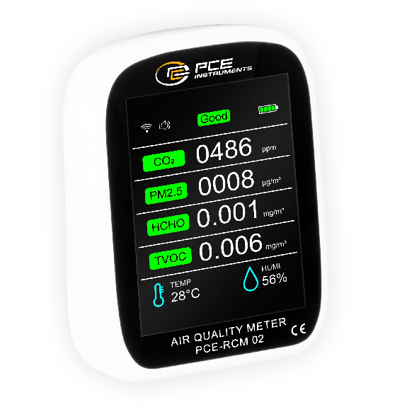 Partikelzähler PCE-RCM 02 misst Luftqualität | Feinstaub PM 1 / PM 2,5 / PM 10 | TVOC 0 ... 9,999 mg/m³-Beschreibung lesen