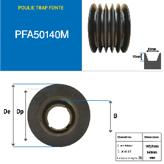 Riemenscheiben Trapezförmige Riemenscheiben mit abnehmbarer Nabe PFA50140M Trapezförmige gusseiserne Riemenscheibe Typ SPA / A mit abnehmbarer Nabe Serie 2517 mit 5 Nuten, Teilkreisdurchmesser 140 mm-Beschreibung lesen
