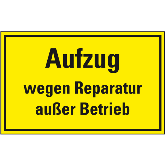 Hinweisschild Aufzug wegen Reparatur außer Betrieb, Magnetfolie, 300x200mm Hinweisschild Aufzug wegen Reparatur außer Betrieb, Magnetfolie, 300x200mm-Beschreibung lesen