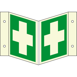 PERMALIGHT power langnachleuchtend Rettungs-Nasenschild Erste Hilfe, ASR/ISO, Kunststoff, 300x300mm-Beschreibung lesen