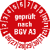 Prüfplakette geprüft nach BGV A3,26-31,rot,Folie,selbstklebend,Ø 30mm,10/Bogen Prüfplakette geprüft nach BGV A3,26-31,rot,Folie,selbstklebend,Ø 30mm,10/Bogen