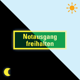 PERMALIGHT power langnachleuchtend Rettungszeichen Notausgang freihalten, praxisbewährt, Folie, 297x105mm-Beschreibung lesen