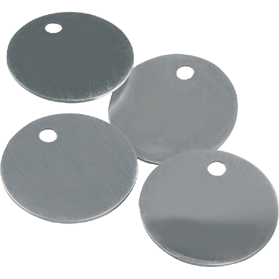 Kennzeichnungsmarken, blanko, glatt, mit Bohrung (Ø 4mm), Aluminium (1mm), Ø 30mm, 100/VE Kennzeichnungsmarken, blanko, glatt, mit Bohrung (Ø 4mm), Aluminium (1mm), Ø 30mm, 100/VE-Beschreibung lesen