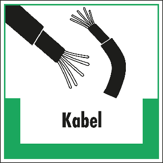 Abfallkennzeichen Kabel, mit Symbol und Text, Kunststoff, 200x200mm-Beschreibung lesen