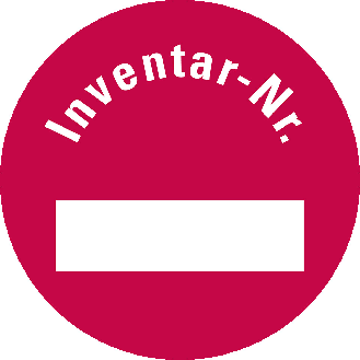 Inventaretikett Inventar-Nr., rot, Dokumentenfolie, selbstklebend, Ø 30mm, 18/Bogen-Beschreibung lesen