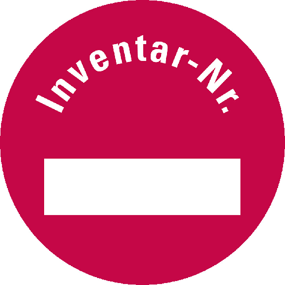 Inventaretikett Inventar-Nr., rot, Dokumentenfolie, selbstklebend, Ø 30mm, 18/Bogen Inventaretikett Inventar-Nr., rot, Dokumentenfolie, selbstklebend, Ø 30mm, 18/Bogen-Beschreibung lesen