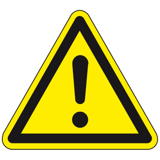 Warnschild Allgemeines Warnzeichen, Folie, selbstklebend, SL 200mm, ASR A1.3, DIN EN ISO 7010 W001-Beschreibung lesen