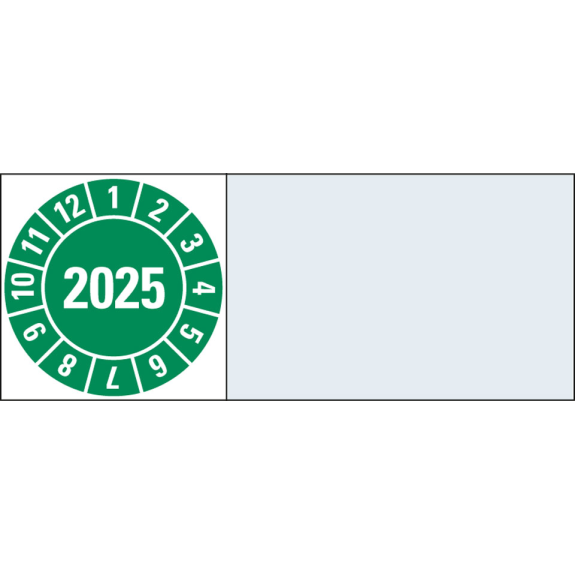 Kabelprüfplakette 2025, grün, Folie, selbstklebend, 20x100mm, 8/Bogen Kabelprüfplakette 2025, grün, Folie, selbstklebend, 20x100mm, 8/Bogen-Beschreibung lesen