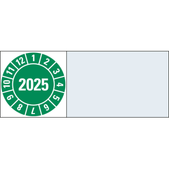Kabelprüfplakette 2025, grün, Folie, selbstklebend, 20x100mm, 8/Bogen-Beschreibung lesen