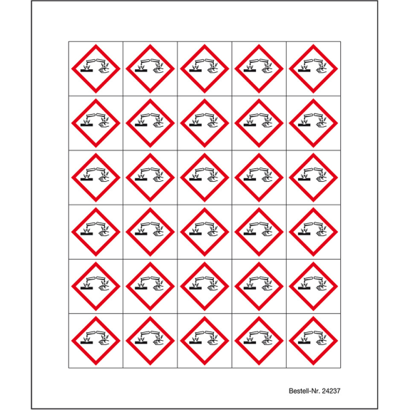 Minisymbol GHS 05 Hautätzend, Polyesterfolie, selbstklebend, 20x20mm, 30/Bogen Minisymbol GHS 05 Hautätzend, Polyesterfolie, selbstklebend, 20x20mm, 30/Bogen-Beschreibung lesen