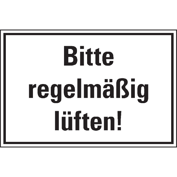 Hinweisschild Bitte regelmäßig lüften!, Folie, selbstklebend, 150x100mm Hinweisschild Bitte regelmäßig lüften!, Folie, selbstklebend, 150x100mm-Beschreibung lesen