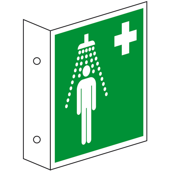 Rettungs-Fahnenschild Notdusche, Kunststoff, 200x200mm, ASR A1.3, DIN EN ISO 7010 E012 Rettungs-Fahnenschild Notdusche, Kunststoff, 200x200mm, ASR A1.3, DIN EN ISO 7010 E012-Beschreibung lesen