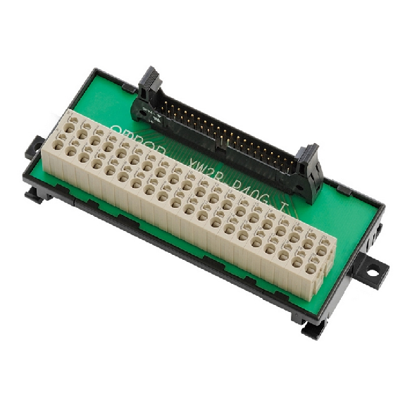 Bornier 40 points, montage rail DIN, bornes à ressort, connecteur MIL - XW2R-P40G-T Bornier 40 points, montage rail DIN, bornes à ressort, connecteur MIL - XW2R-P40G-T-Lire la description