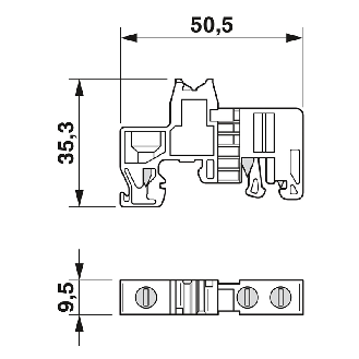 Butée d'arrêt pour profilé NS 32 ou NS 35, gris - E/UK-Lire la description
