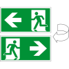 Rettungszeichen Rettungsweg rechts/links, doppelseitig, Pfeil, Kunststoff, 400x200mm, ASR A1.3, DIN EN ISO 7010 E002