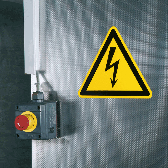 Warnschild Warnung vor elektrischer Spannung, Folie, SL 12,5mm, 500/Rolle, ASR A1.3, DIN EN ISO 7010 W012-Beschreibung lesen