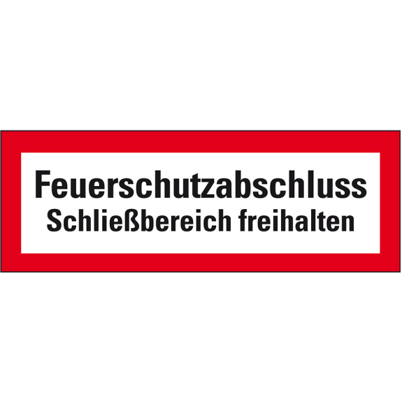 Feuerwehrschild Feuerschutzabschluss Schließbereich freihalten, Folie, 297x105mm, DIN 4066 Feuerwehrschild Feuerschutzabschluss Schließbereich freihalten, Folie, 297x105mm, DIN 4066-Beschreibung lesen