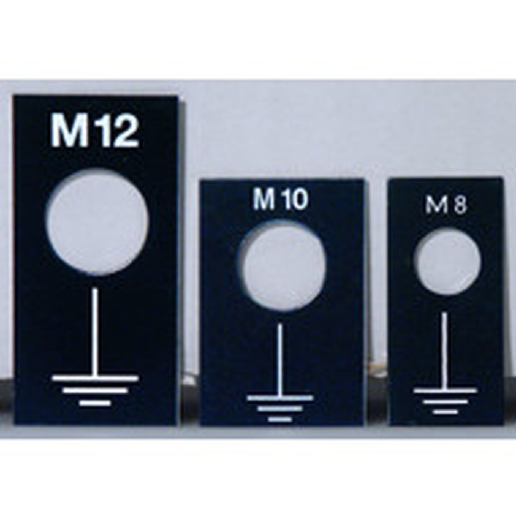 Erdungszeichen aus Aluminium, schwarz/silber, 25x12mm, Loch-Ø 6mm, 100/VE Erdungszeichen aus Aluminium, schwarz/silber, 25x12mm, Loch-Ø 6mm, 100/VE-Beschreibung lesen
