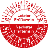 Prüfplakette LP 25-30/NP 26-31, rot, Folie, selbstklebend, Ø 30mm, 10/Bogen