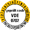 Mehrjahresprüfplakette gepr.nach VDE 0702,25-30,weiß/gelb,Folie,20mm,10/Bogen