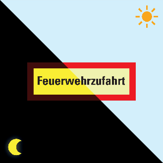 PERMALIGHT power langnachleuchtend Feuerwehrschild Feuerwehrzufahrt, Aluminium, 420x148mm-Beschreibung lesen