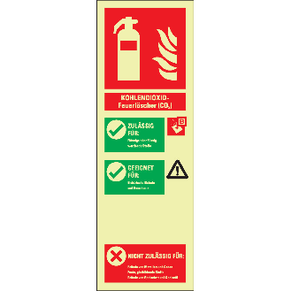 PERMALIGHT power langnachleuchtend Aushang für Kohlendioxid-Feuerlöscher, Kunststoff, 100x300mm-Beschreibung lesen