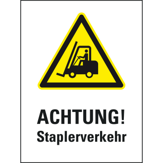 Aufkleber für Warnaufsteller Achtung! Staplerverkehr, ISO, Folie, 400x300mm-Beschreibung lesen