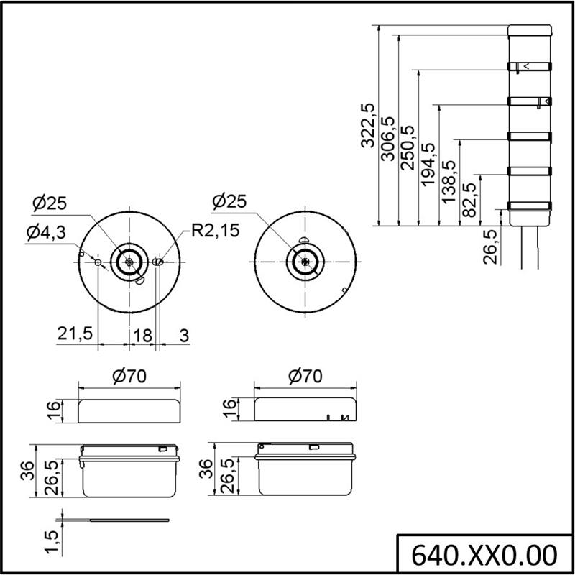 Élément de raccordement Cage Clamp BWM 12-230VAC/DC Ø70mm GRIS - 640.900.00 Élément de raccordement Cage Clamp BWM 12-230VAC/DC Ø70mm GRIS - 640.900.00-Lire la description
