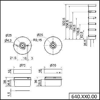 Élément de raccordement Cage Clamp BWM 12-230VAC/DC Ø70mm GRIS - 640.900.00-Lire la description