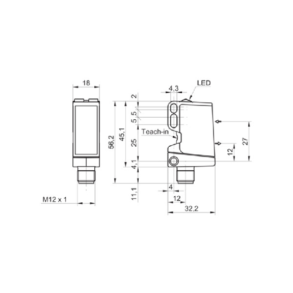 Mesure de distance LR P=60-550mm PNP/NPN IO-Link 0-10V M12 5P - O500.DP.2-GLUBJ.72F (O500.DP.2-11247548)-Lire la description