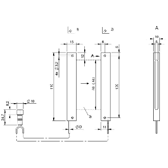 Tête de capteur optique Barrage H=80mm P=500mm IR / M08 3P+C1m - BOH AI-R165-011-01-S49F (BOH002M)-Lire la description