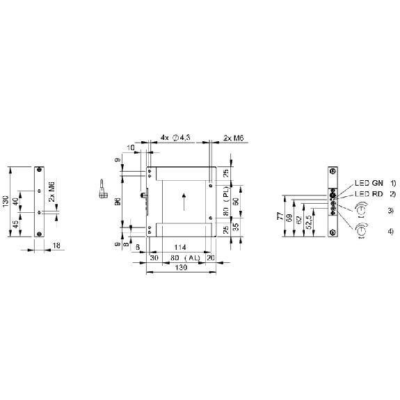 Cadre optique PNP/NPN NO P=80x80mm Pot. IR DO / M08 4P - BOW A-0808-DS-C-S75 (BOW004E)-Lire la description