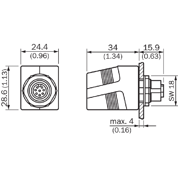 Passage de cloison M12D Fem 4p/RJ45 Fem 8p blindé - SIC6048180 Passage de cloison M12D Fem 4p/RJ45 Fem 8p blindé - SIC6048180-Lire la description