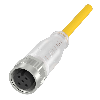 M12A Fem Droit 5p LED PNP NO; Câble TPE 3x22AWG Jaune Cpc 10m - BCC M415-0000-1A-004-EX43T2-100 (BCC05FT)