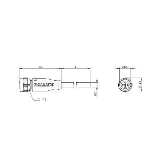 M12A Fem Droit 5p LED PNP NO; Câble TPE 3x22AWG Jaune Cpc 5m - BCC M415-0000-1A-004-EX43T2-050 (BCC05FR)-Lire la description