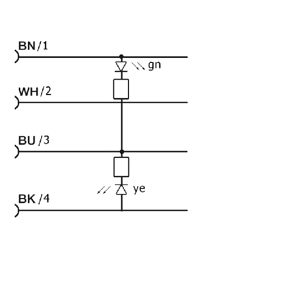 M12A Fem Coudé 4p LED PNP NO-NF; Câble PVC 20m - CD12M/VB-200C1-Lire la description