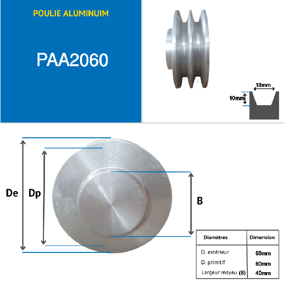 Pulegge a disco trapezoidale PAA2060 Puleggia trapezoidale in alluminio 2 gole tipo A diametro 060 mm-Leggi tutto