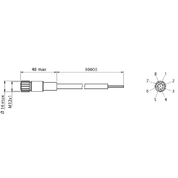 M12A Fem Droit 8p; Câble PVC 8 fils 10m - CD12M/0E-100A1 M12A Fem Droit 8p; Câble PVC 8 fils 10m - CD12M/0E-100A1-Lire la description