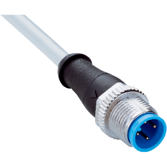 M12A Mâle Droit 4p; Câble PVC 4x0,34 Gris 5m (250V) - YM2A14-050VB3XLEAX-Lire la description