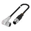 M12A Fem Coudé 5p LED/M12A Mâle Droit 4p; PUR 4x0.34 Noir Cpc 3m - BCC M425-M414-3A-606-PX0434-030 (BCC03C0)
