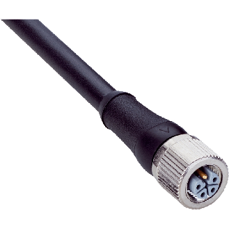 M12L Fem Droit 5p; Câble PUR 5x1,50 Noir Cpc 2m - YF2L15-020UH1XLEAX-Lire la description