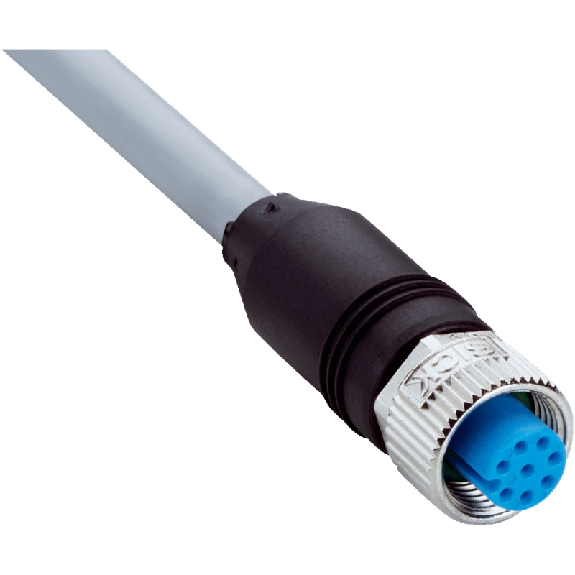 M12A Fem Droit 8p; Câble Blindé PVC 8x0.25 Gris 5m - YF2A28-050S01XLEAX-Lire la description